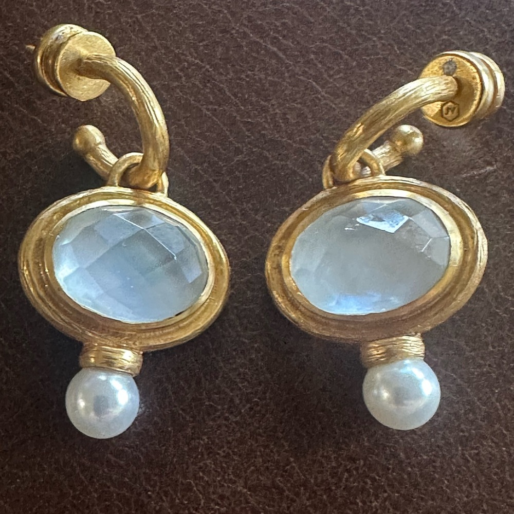 Julie Vos Drop Hoop Charm Earrings